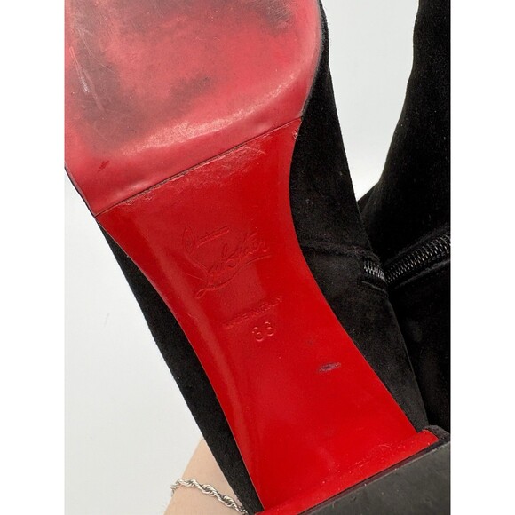 Christian Louboutin Black Suede Turela 55 Ankle Boots Block Heel Sz EU 36 - Picture 12 of 14
